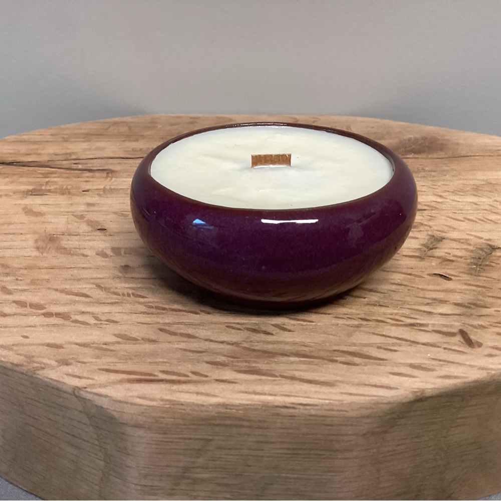 Ceramic / Pottery Crafted Piece - Repurposed - Wood Wick Candle - Nice - Picture 2 of 10